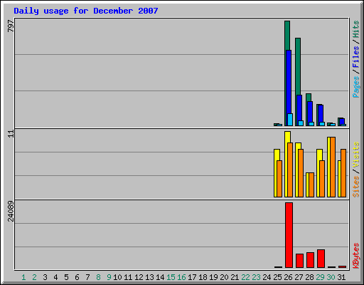 Daily usage for December 2007