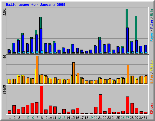 Daily usage for January 2008