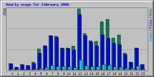 Hourly usage for February 2008