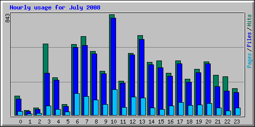Hourly usage for July 2008