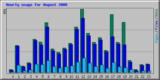 Hourly usage for August 2008