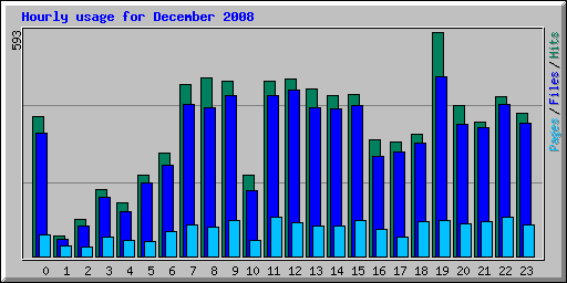 Hourly usage for December 2008